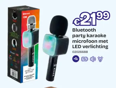 Aanbieding: Bluetooth party karaoke microfoon met LED ver