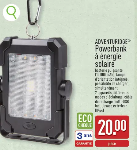 Offre: Powerbank à énergie solaire
