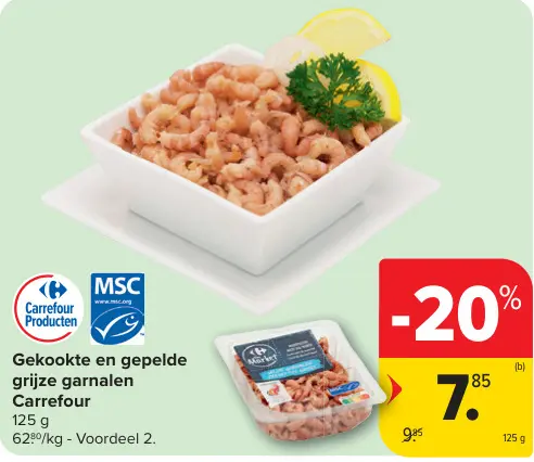 Promotie: Gekookte en gepelde grijze garnalen