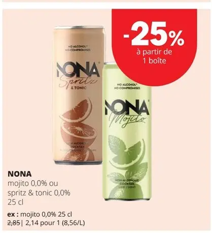 Offre: Mojito 0,0% ou spritz & tonic 0,0%