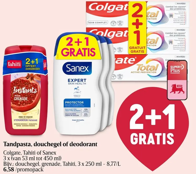Promotie: Tandpasta, douchegel of deodorant