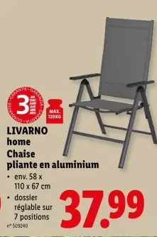 Offre: Chaise pliante en aluminium