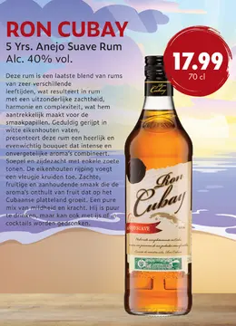 Aanbieding: Ron Cubay 5 Yrs. Anejo Suave Rum