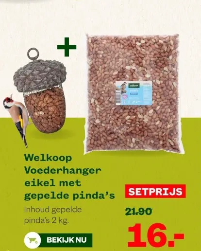 Aanbieding: Voederhanger eikel met gepelde pinda's