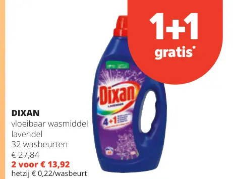Aanbieding: Dixan vloeibaar wasmiddel lavendel