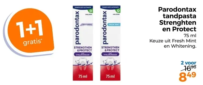 Aanbieding: Parodontax tandpasta Strenghten en Protect
