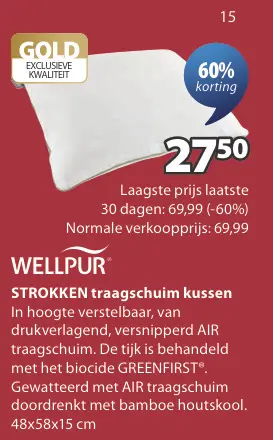Aanbieding: STROKKEN traagschuim kussen