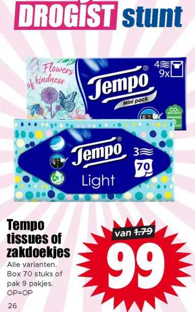 Aanbieding: Tempo tissues of zakdoekjes
