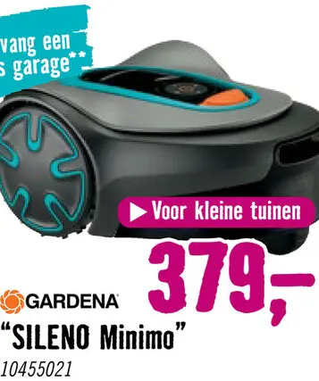 Aanbieding: GARDENA Robotmaaier Sileno Minimo 250 m2 incl. accu en laadstation **gratis garage**