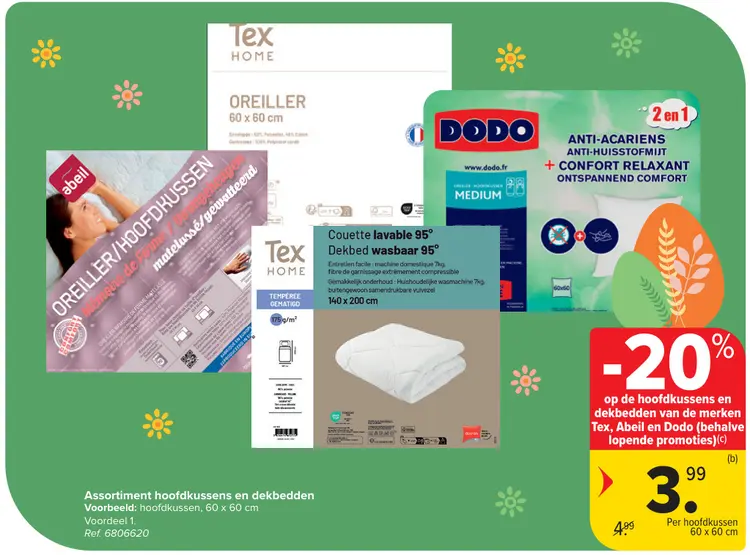 Promotie: Assortiment hoofdkussens en dekbedden