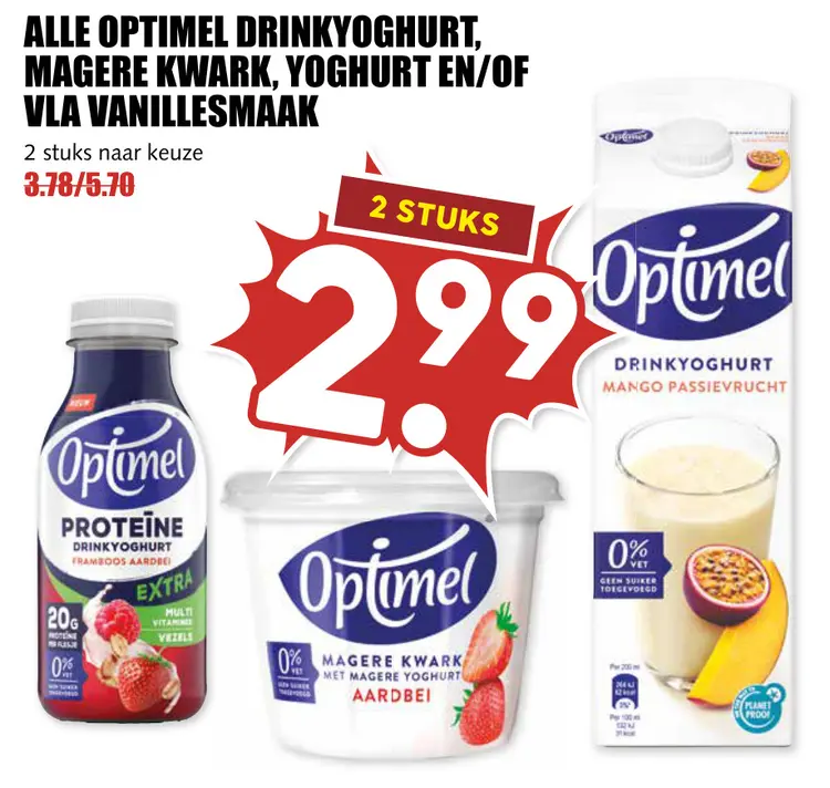 Aanbieding: Drinkyoghurt, magere kwark, yoghurt en/of vla vanillesmaak