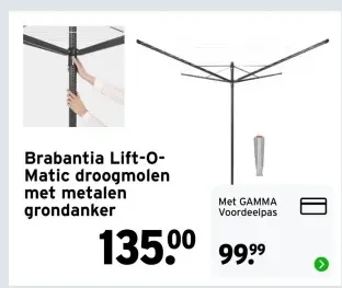Aanbieding: Lift-O-Matic droogmolen met metalen grondanker