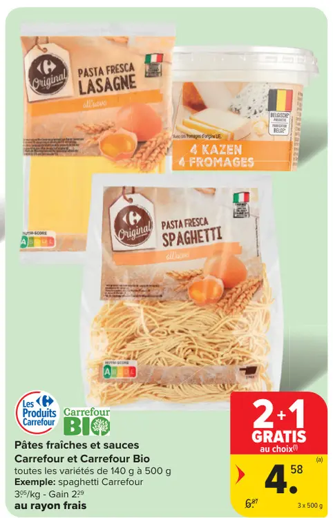 Offre: Pâtes fraîches et sauces