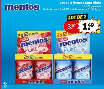 Offre: Lot de 2 Mentos Gum Minis