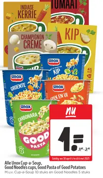 Aanbieding: Unox Cup-a-Soup, Good Noodles cups, Good Pasta of Good Potatoes