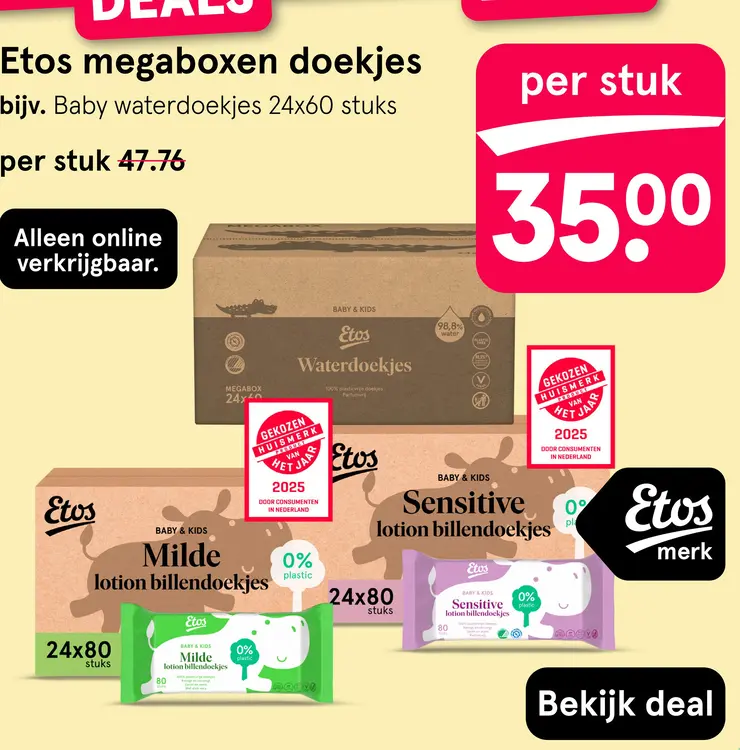 Aanbieding: Etos megaboxen doekjes