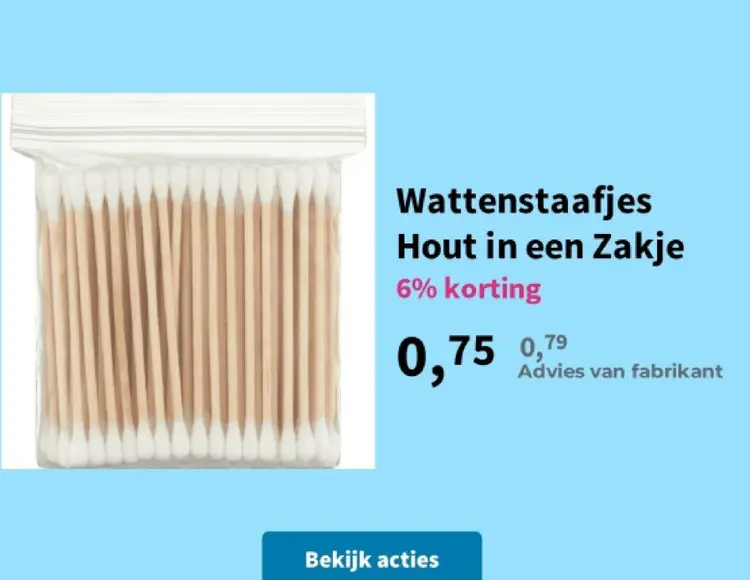 Promotie: Wattenstaafjes Hout in een Zakje