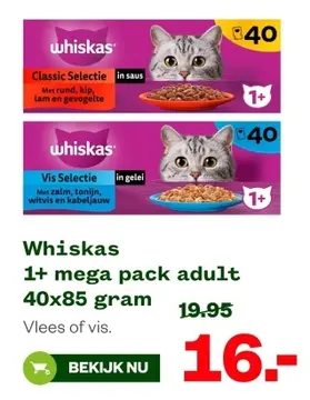 Aanbieding: Whiskas 1+ mega pack adult