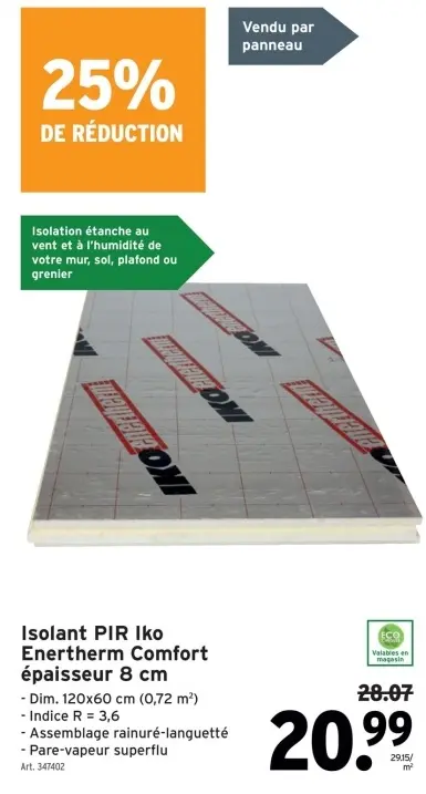 Offre: Isolant PIR Iko Enertherm Comfort