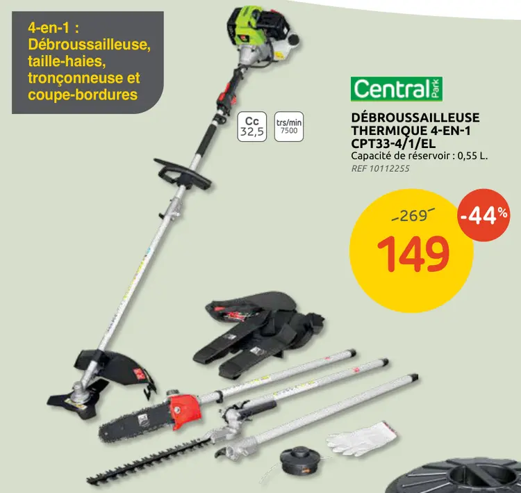 Offre: Débroussailleuse thermique 4-en-1 CPT33-4/1/E