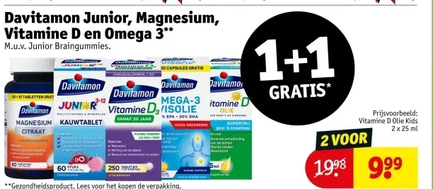 Aanbieding: Davitamon Junior, Magnesium, Vitamine D en Omega 3