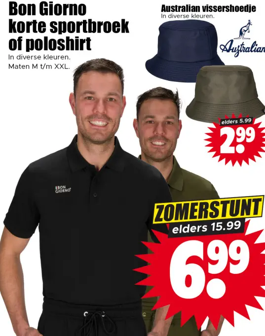 Aanbieding: korte sportbroek of poloshirt