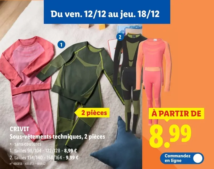 Offre: Sous-vêtements techniques