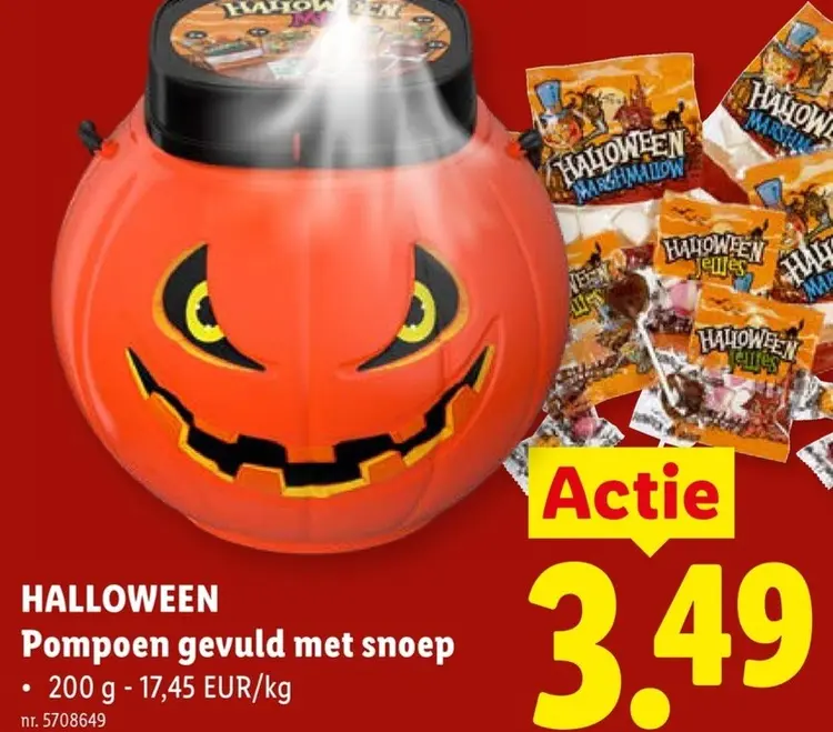 Promotie: Halloween Pompoen gevuld met snoep