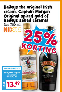 Aanbieding: Baileys the original Irish cream, Captain Mor