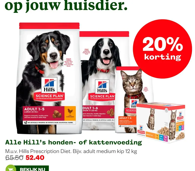 Aanbieding: Alle Hill's honden- of kattenvoeding