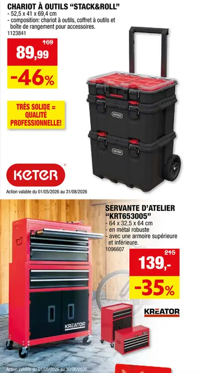 Offre: Kreator KRT653005 servante d'atelier