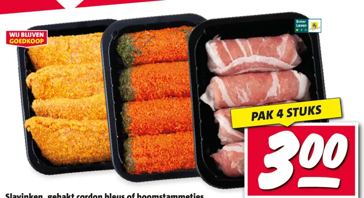 Aanbieding: Slavinken, gehakt cordon bleus of boomstammet