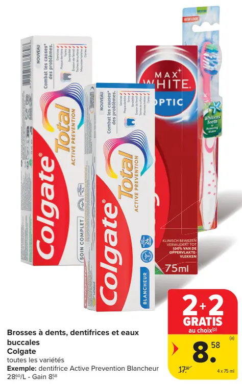 Offre: Brosses à dents, dentifrices et eaux buccales