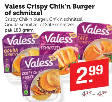 Aanbieding: Valess Crispy Chik'n Burger of schnitzel