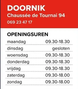 Promotie: Openingsuren Doornik