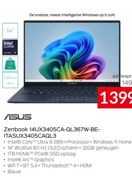 Aanbieding: Zenbook 14UX3405CA-QL367W-BE-TASUX3405CAQL3