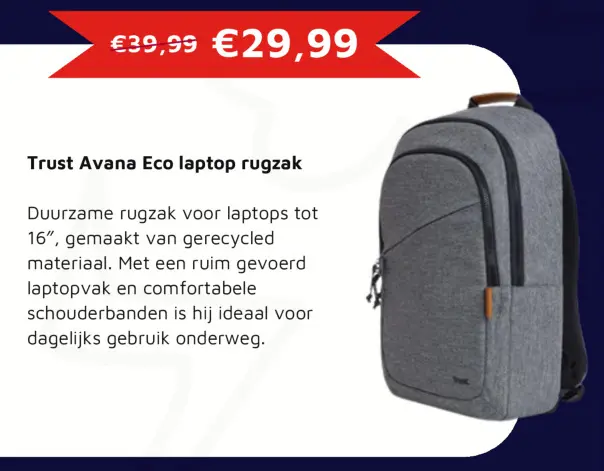 Aanbieding: Trust Avana Eco laptop rugzak