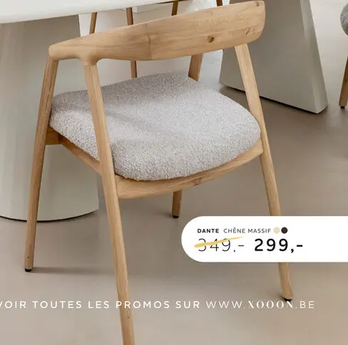 Offre: Dante, chaise à accoudoirs - chêne naturel avec siege tissu Brioni - Creme