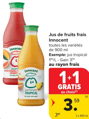 Offre: Jus de fruits frais