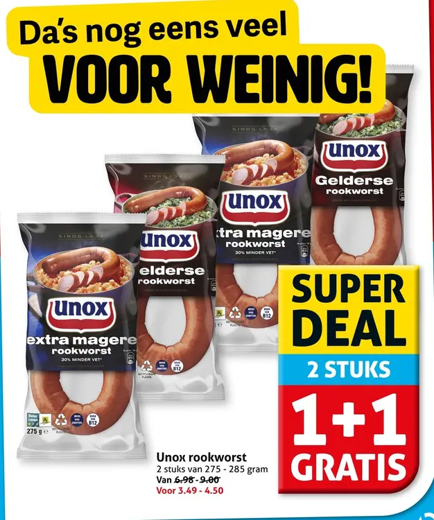 Aanbieding: Unox rookworst