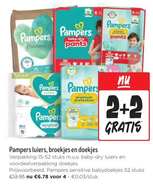 Aanbieding: Pampers luiers, broekjes en doekjes