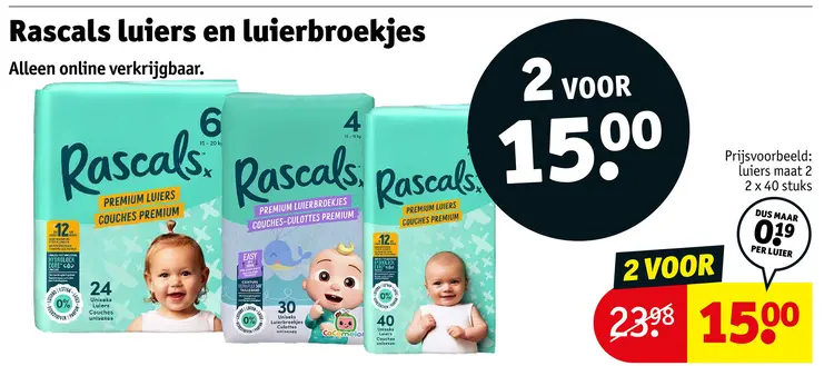 Aanbieding: Rascals luiers en luierbroekjes