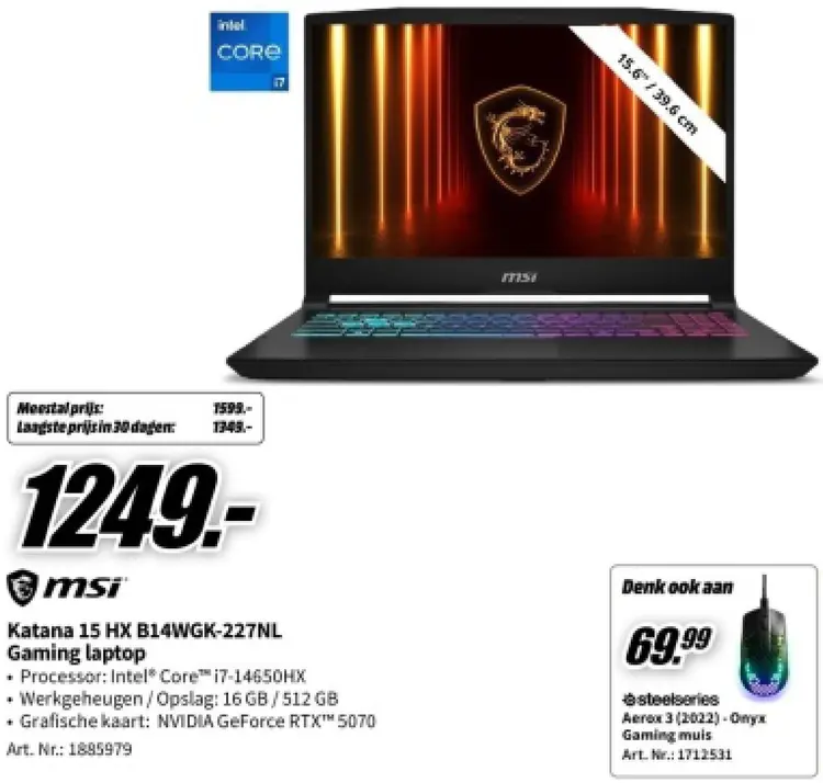 Aanbieding: Katana 15 HX B14WGK-227NL Gaming laptop