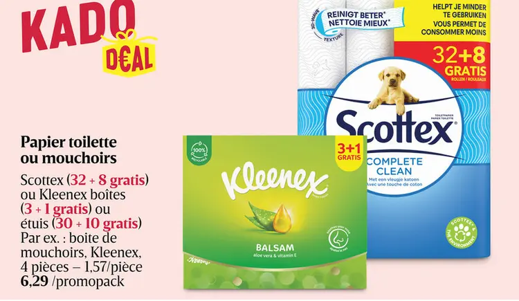 Offre: Papier toilette ou mouchoirs
