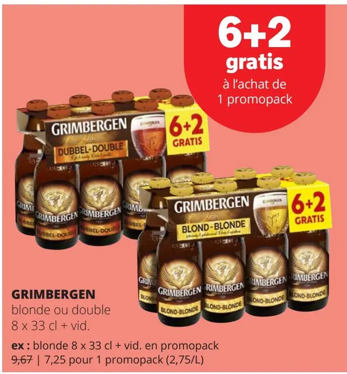 Offre: Grimbergen blonde ou double