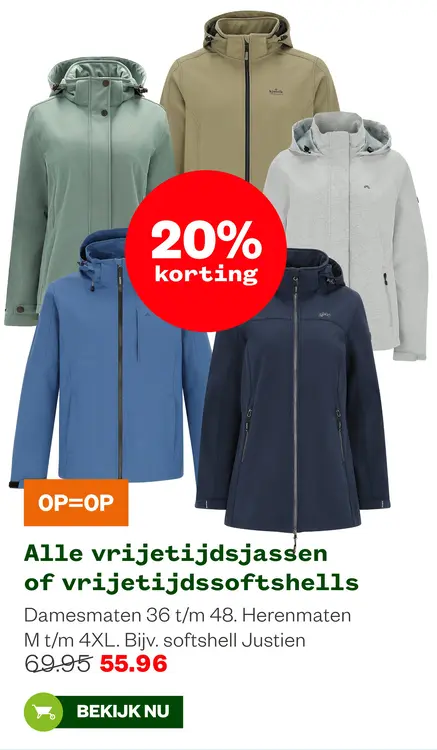 Aanbieding: Alle vrijetijdsjassen of vrijetijdssoftshells