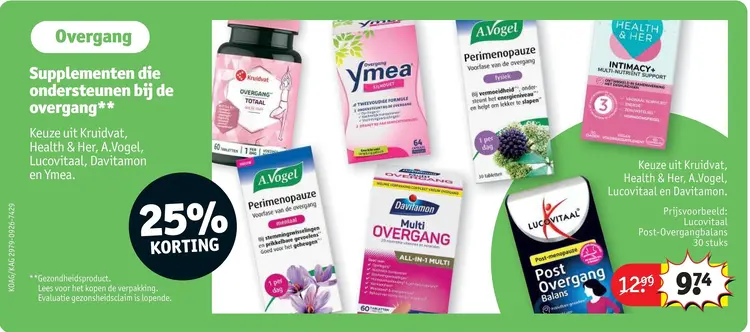 Aanbieding: Supplementen die ondersteunen bij de overgang