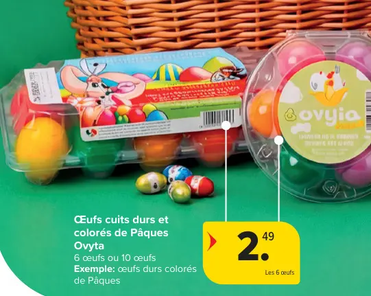 Offre: Œufs cuits durs et colorés de Pâques