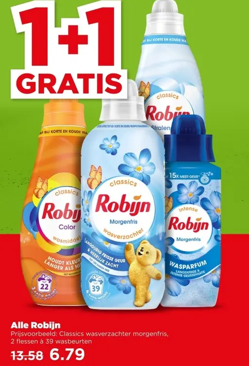 Aanbieding: Robijn wasmiddel en wasverzachter