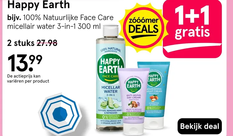 Aanbieding: Happy Earth micellair water